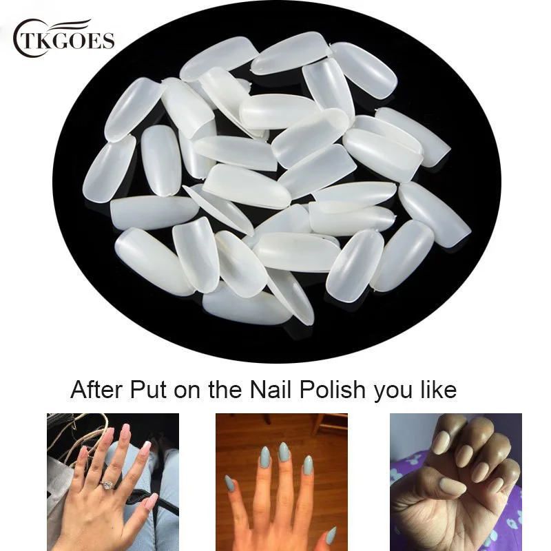 

500Pcs NEW 10 Sizes Oval Shapes Fake Acrylic Nail Tips Full Cover Natural/Round UV Gel French False Nail Art Tips Salon Manicure