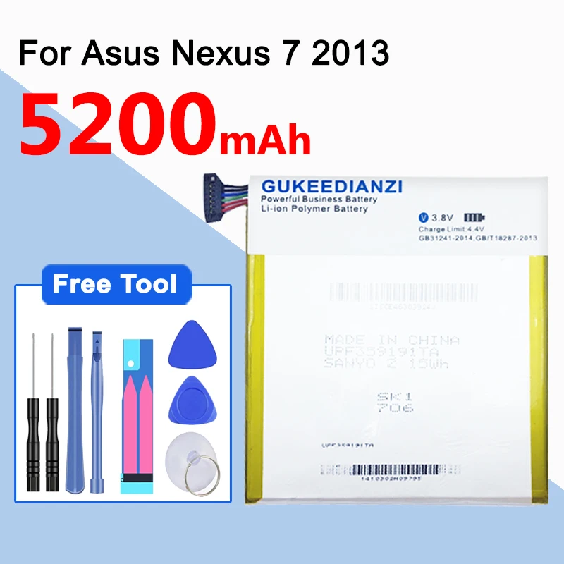 GUKEEDIANZI C11P1303 5200 мАч аккумулятор планшетных ПК для Asus Google Nexus 7 ii 2 2nd Gen 2013 Версия ME571 ME57K ME57KL K009 K008