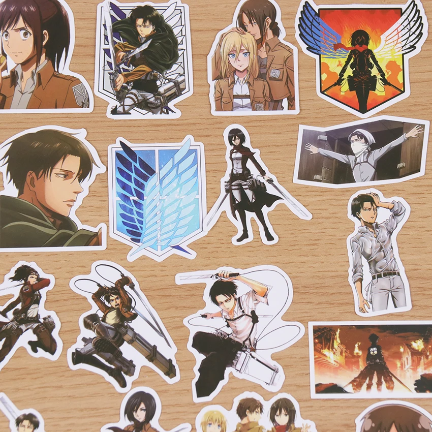 Pegatinas impermeables de PVC de Anime ataque a los Titanes, tabla de Skate de nevera, Maleta, Grafiti de manualidades, 50 unidades por paquete-4
