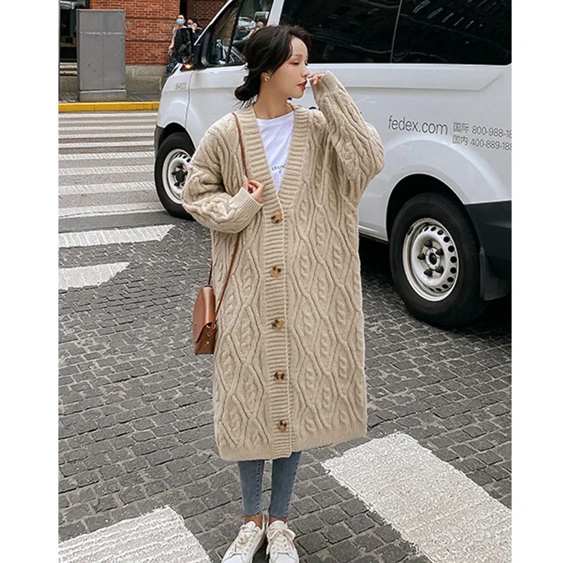 

European casual Loose Women Fashion Harajuku Loose Knit Sweater Women Casual Black Oversized Coats 1512