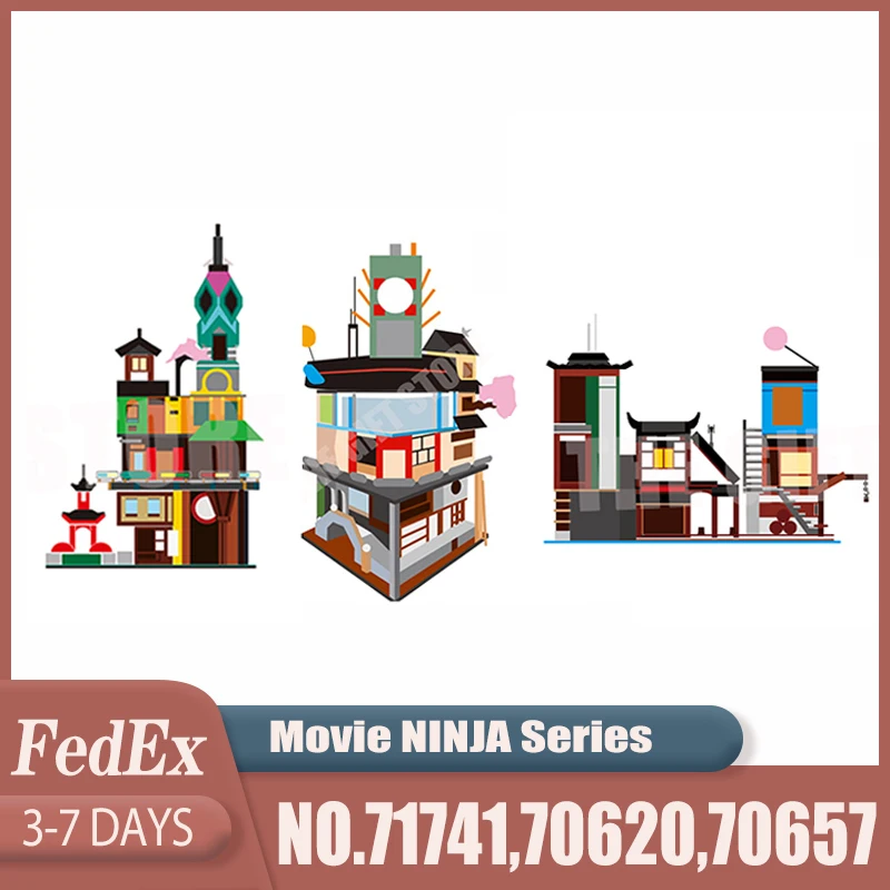 Серия фильмов ниндзя городской док модель сада строительные блоки кирпичи 06066 06083