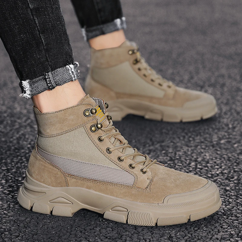 Мужские замшевые ботинки на платформе повседневные удобные высокие сноубутсы