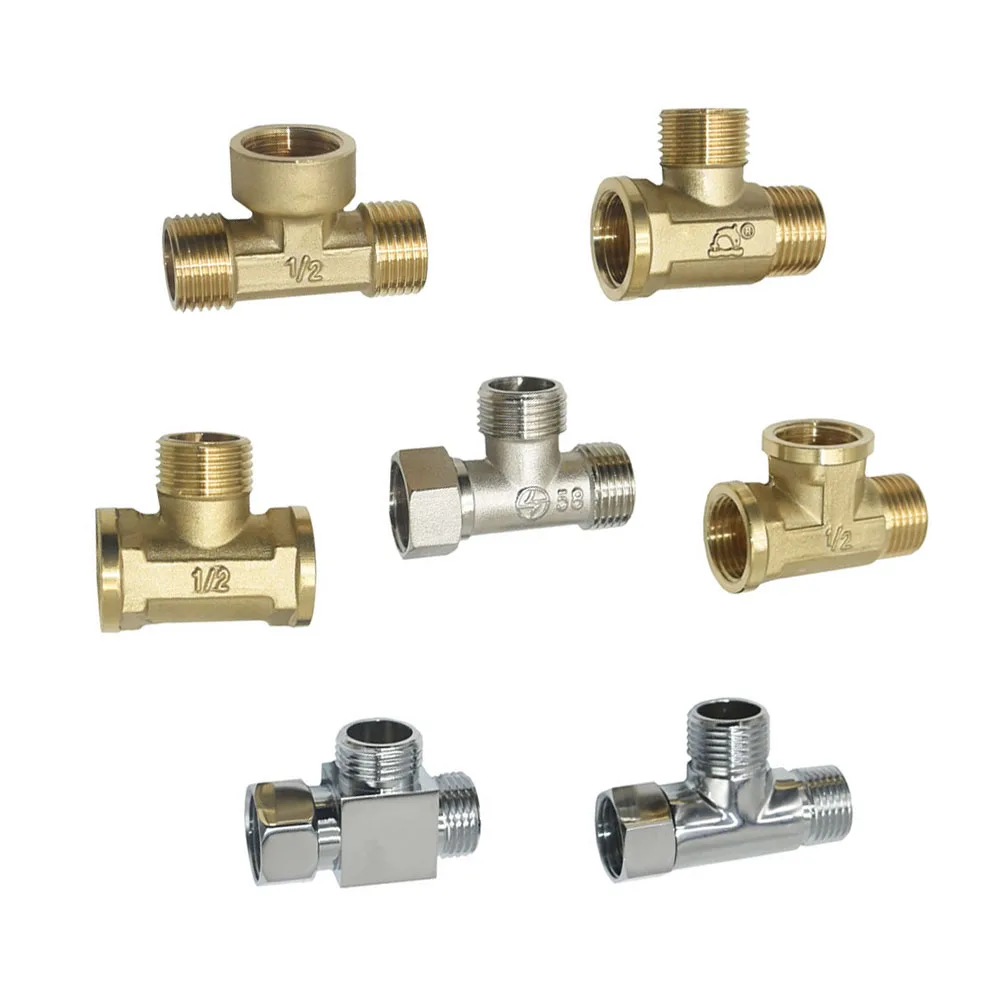Brass 1/2" Male Female Thread Tee Connector T Type Plumbing 