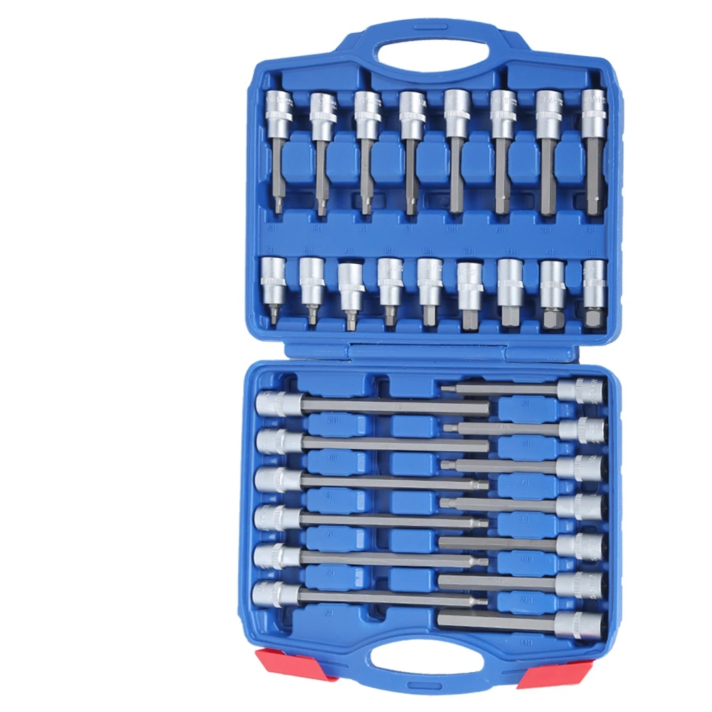 

New Socket Wrench Set Inner Star Multi-Tooth Nuts Hexagon Car Repair Tools Kit Cartridge Wrench Set Blue