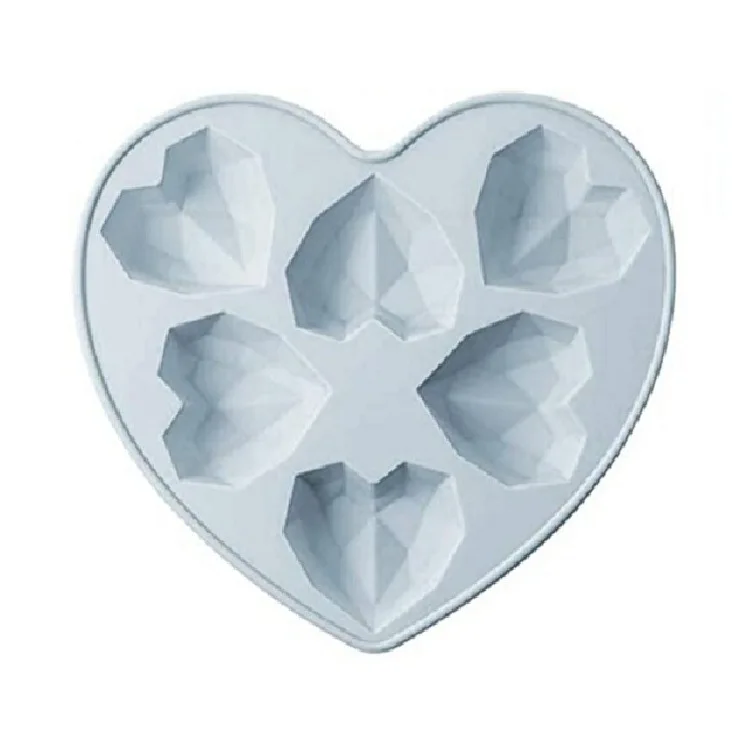 

3D Diamond Love Heart Shape Mold 6 Cavity Silicone Cake Mold Mousse Chocolate Cookie Baking Decorating Tool DIY Baking Moulds