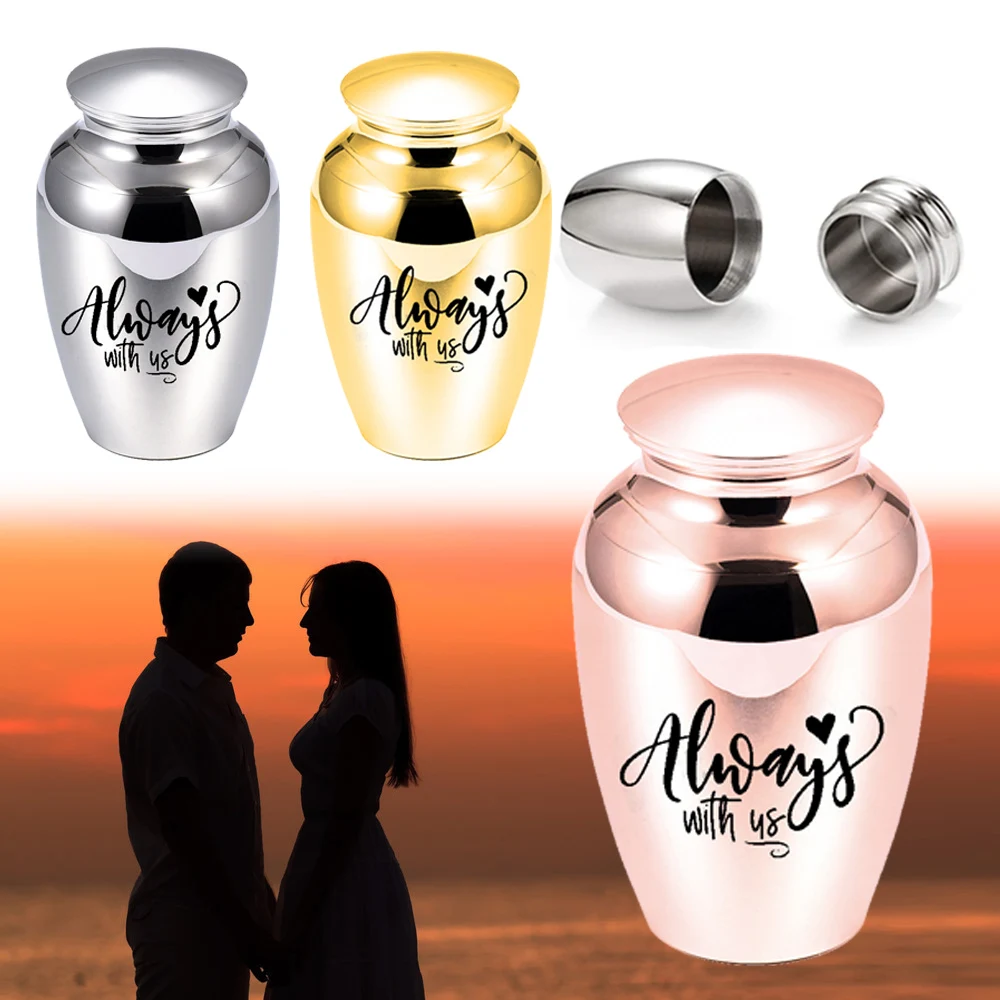

Always with us-personalized custom carving cremation urns keepsake aluminum ashes holder to commemorate the beloved human