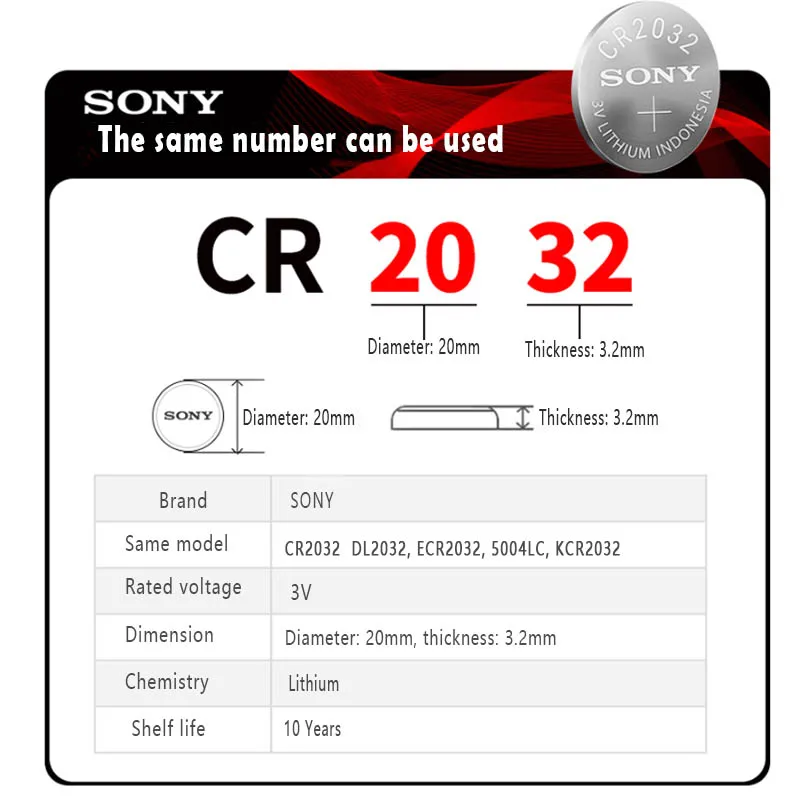 3 шт./лот sony CR2032 в 100% оригинальная литиевая батарея для часов пульт дистанционного