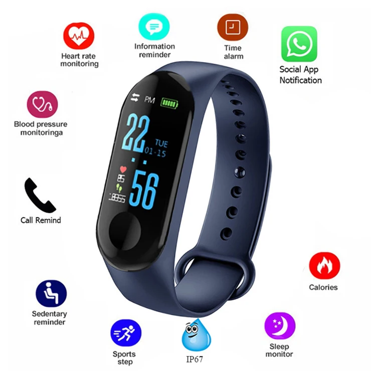 M3 plus смарт-браслет умные часы водонепроницаемые мониторинг сердечного ритма