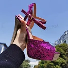 SEIIHEM женские сандалии на платформе; Босоножки с сияющими блестками Туфли-лодочки с открытым носком на высоком каблуке; Летние женские вечерние туфли для женщин большой Размеры 41-44 46 50 52