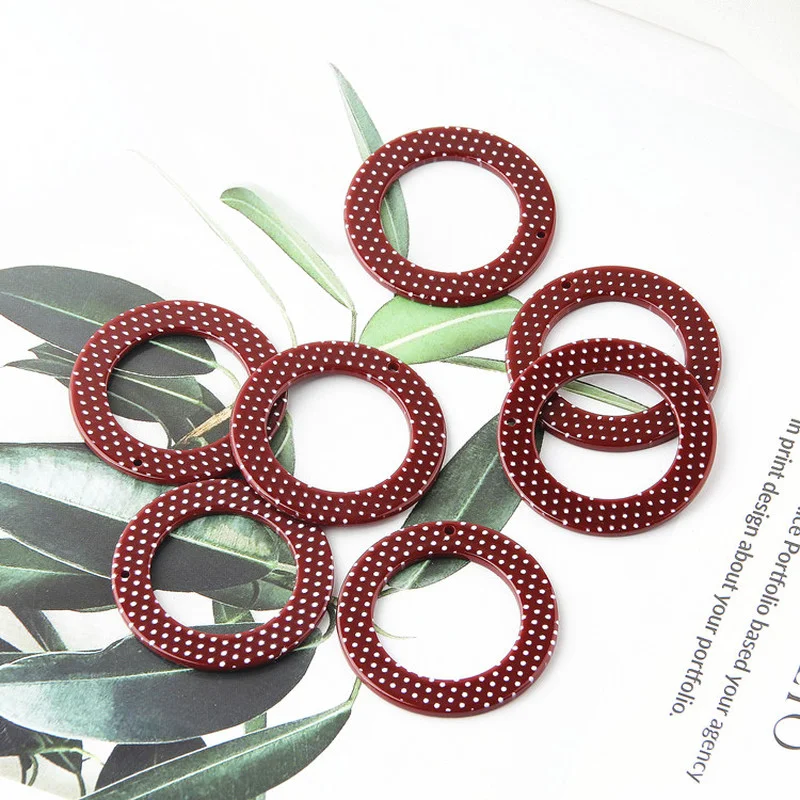 

Retro red bottom white wave dot hollow geometric circular resin accessories DIY earrings earrings jewelry material accessories