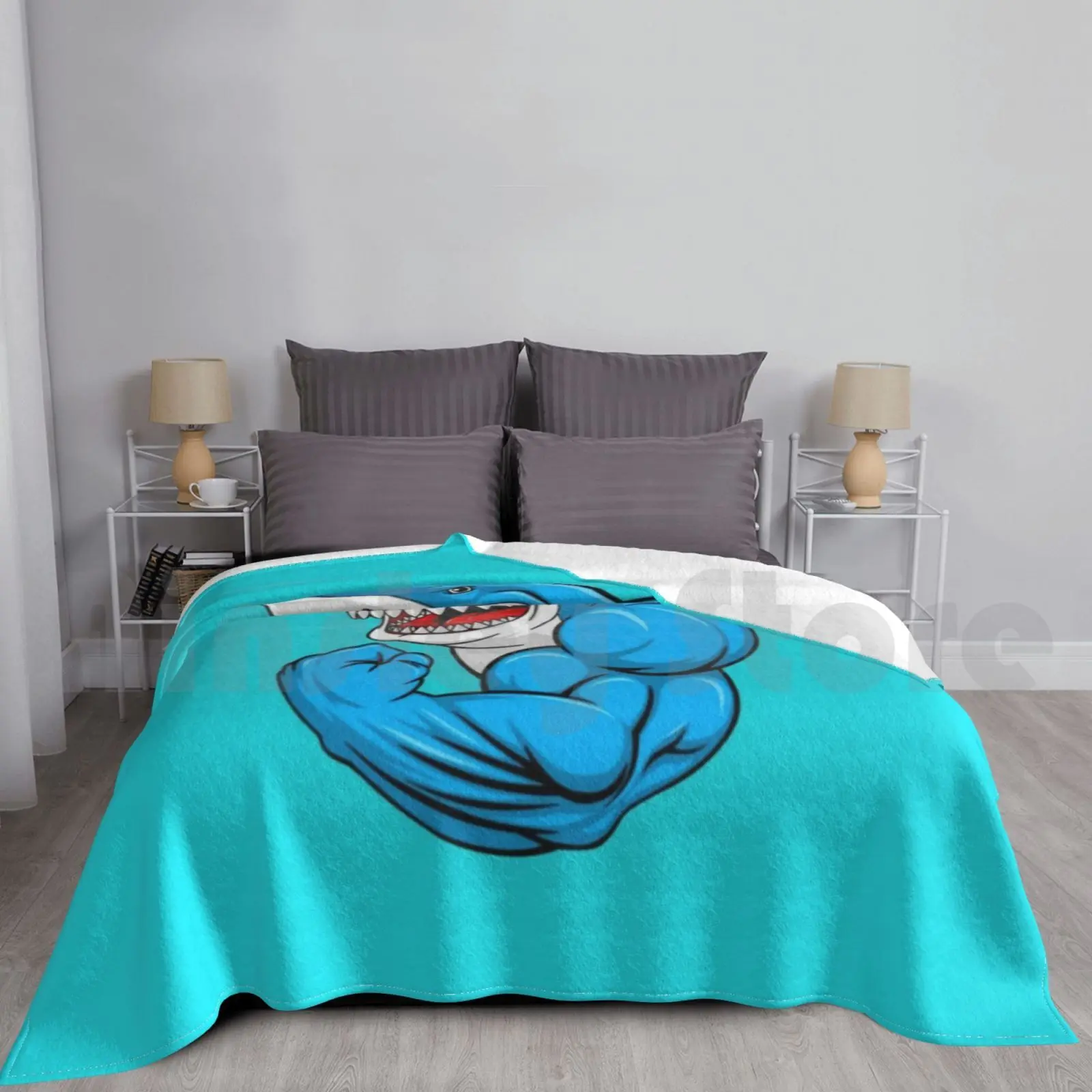 Фото Blanket Fashion Custom Sharks Jaws Ocean Beach Water Fish Nimal Sea Gym Gymnastics Fitness Workout Summer №1