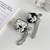 lunar astronaut silver chains apple airpods 1 2 3 pro case cover iphone earbuds accessories airpod case air pods case