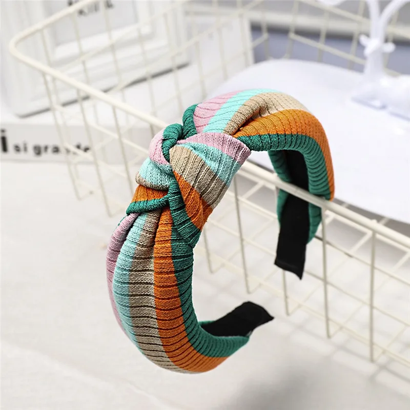 

Imixlot Newest Wool Weaving Knot Headband Stripe Hair Band for Women Girls Fabric Hair Accessories Hair Hoop Headwear