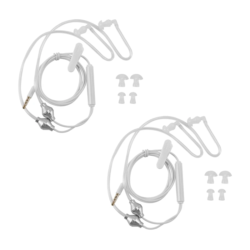 

2X Anti Radiation Binaural Earphones Stereo Headphones With Microphone Universal 3.5Mm Noise Acoustic Earbuds
