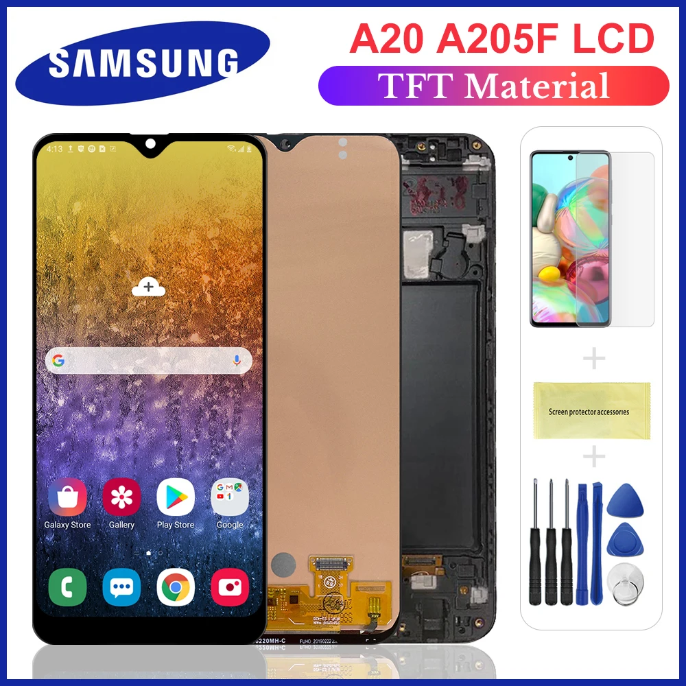 6 4 &quotTFT ЖК дисплей для Samsung Galaxy A20 A205 SM A205F замены экрана дисплей|Экраны мобильных