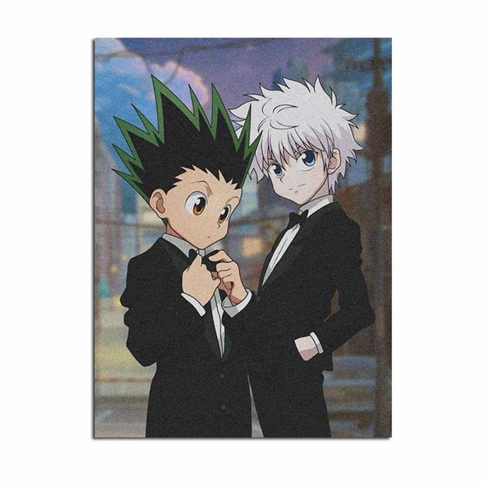 Аниме-постер Gon Killua Zoldyck Hunter x холст без рамки с принтом Настенная картина для