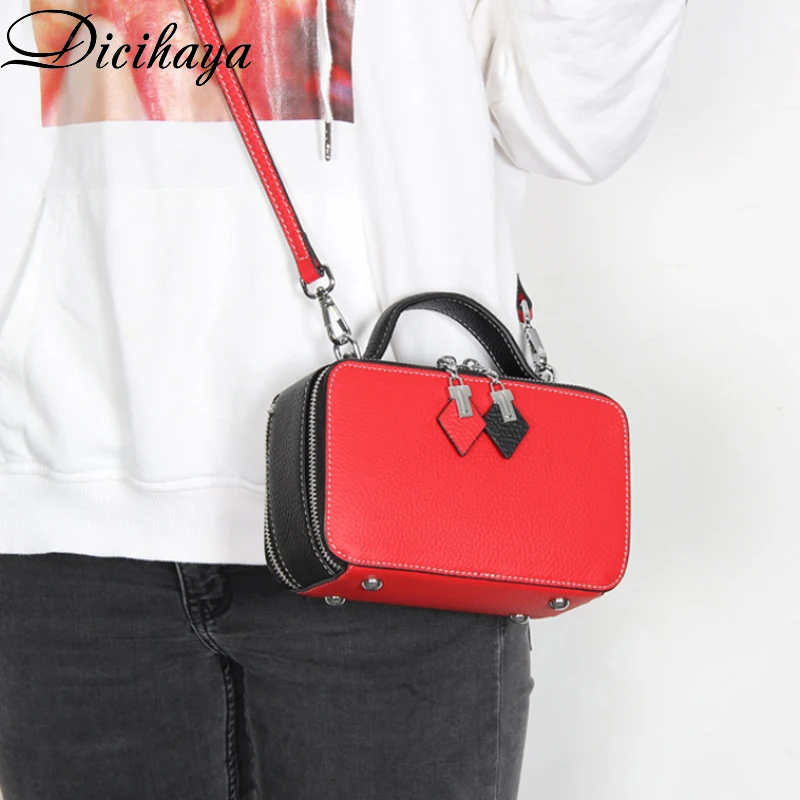 

DICIHAYA Genuine Leather Women Shoulder Bag Female Simple Soft Bag Wild Large Capacity Portable Messenger Bag Female Handbags