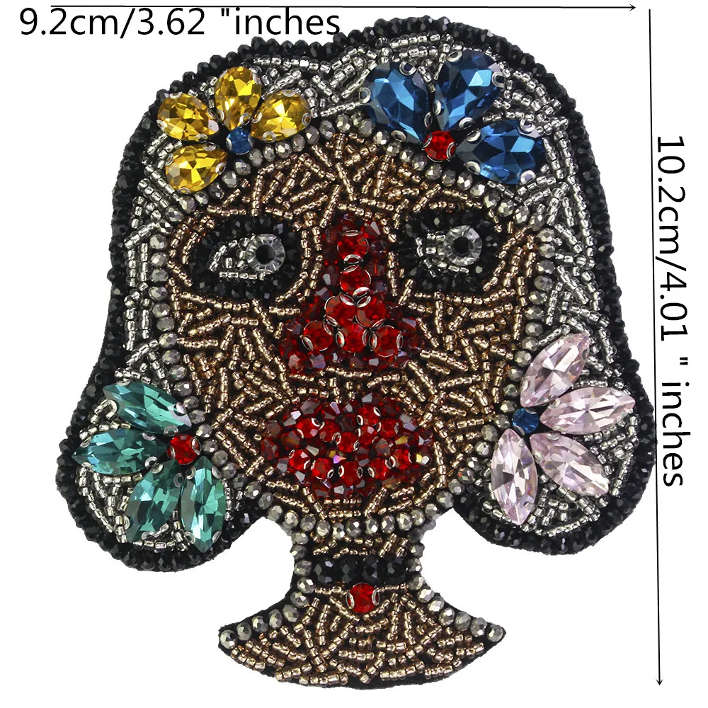

Beaded Crystal Motifs Family Patches Sew on Applique for Clothing Bags Beading Decorative 5 pieces