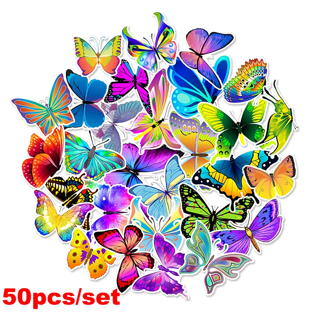 

Butterfly Waterproof PVC Self adhesive Stickers Bicycle Luggage Laptop Motorcycle Graffiti Sticker Kids Toy