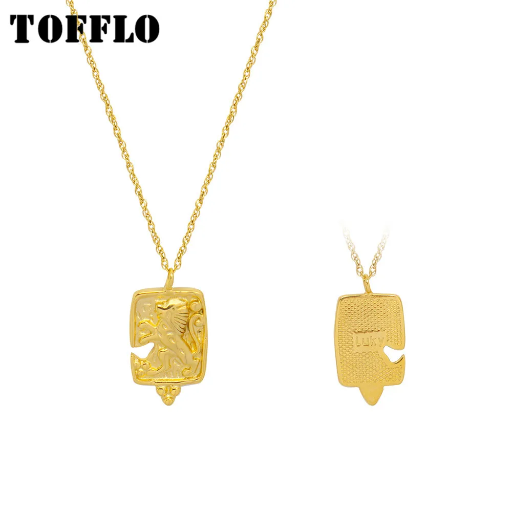 

TOFFLO Stainless Steel Jewelry Lion Three-Dimensional Puzzle Pendant Necklace Women's Double-sided Fashion Clavicle Chain BSP003