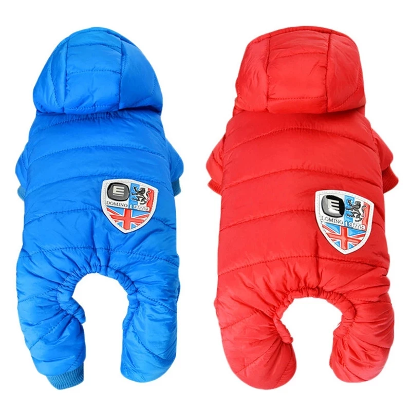 Clothes For Dogs Winter Warm Dog Coat Jumpsuit Pet Clothing For Chihuahua Teddy Costume Red/Blue Hooded Puppy Jackets Overalls