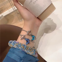 niche design blue butterfly word buckle bracelet couple girlfriends temperament simple personality birthday gift necklace girl
