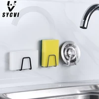 kitchen stainless steel sponges holder drain drying rack self adhesive sink shelf kitchen accessories storage organizer gadgets