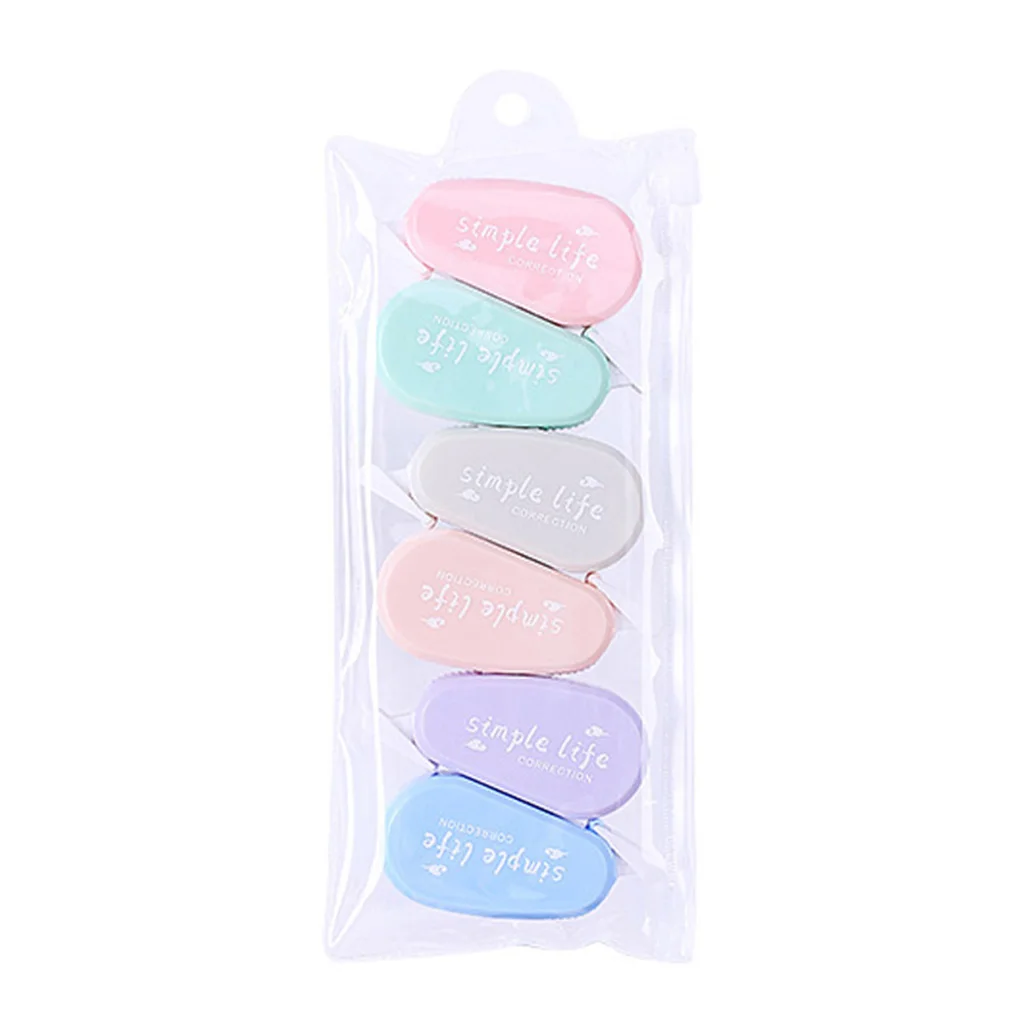 

6 Pieces Macaron Color Correction Tapes White Correction Tape Quick Dry White Tape Morandi Color Correction Tape Wide