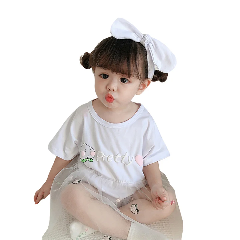 

0-24Months Baby Girls Yarn Romper,Summer Children Girls O-Neck Shore Sleeves Triangle Crotch Romper with Transparent Yarn Skirt