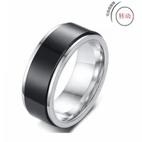 new rotatable titanium steel ring fashionable and creative stainless steel double layer rotating ring wholesale