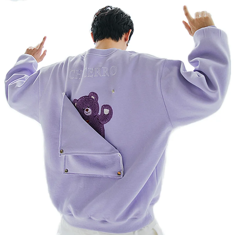 Новинка Весна 2022 мужская толстовка с капюшоном милым мультяшным медведем и