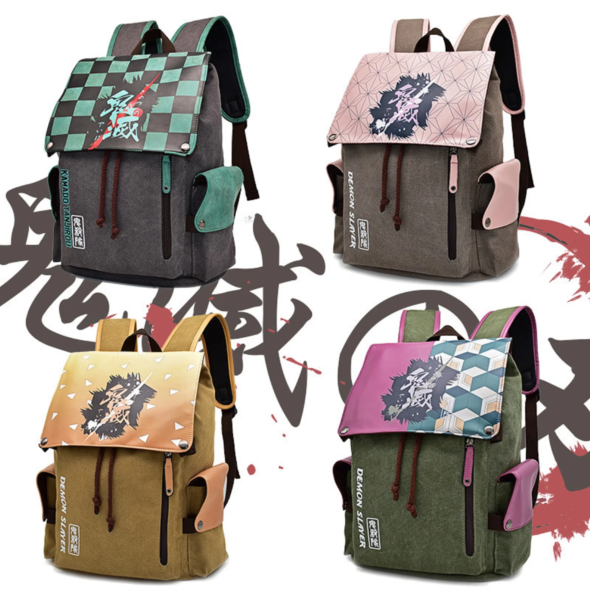 

Anime Demon Slayer Backpack Students Shoulders Bag Canvas Print Schoolbags Teentage Laptop Travel Rucksack Kids Gifts&Toys