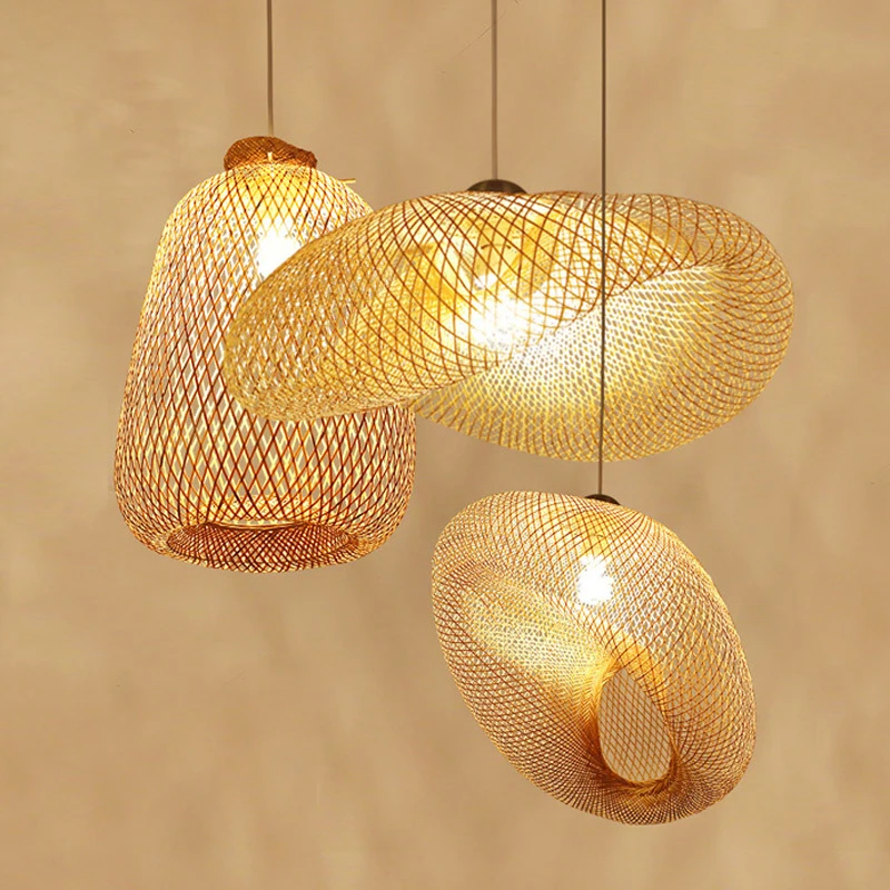 

Modern Wooden LED Pendant Lights Asia Bamboo Chandelier Living Room Kitchen Lighting Hotel Cafe Restaurant Ceiling Hanging Lamp