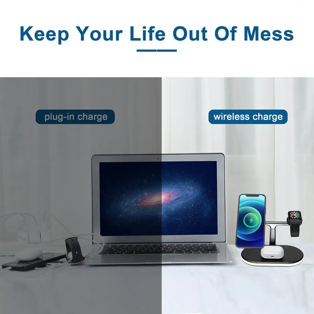 

Fast Wireless Charging 3-in-1 Magnetic Wireless Charger 15W Desktop Charging Station For Iphone IWatch Series