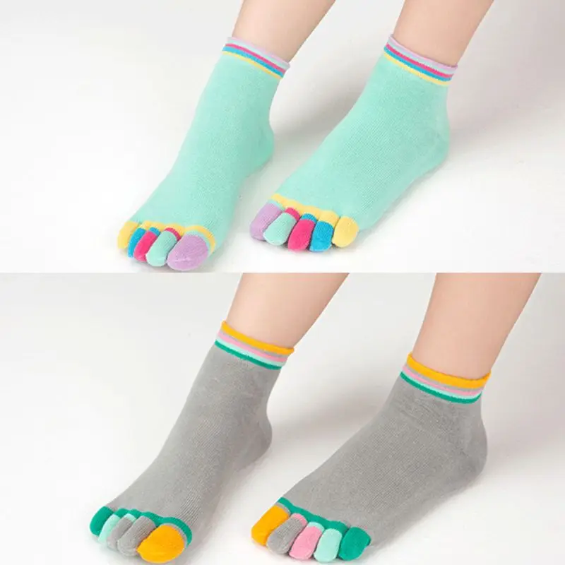 Женские пять носки хлопчатобумажные цветные с пяткой пот дышащий носок пятью