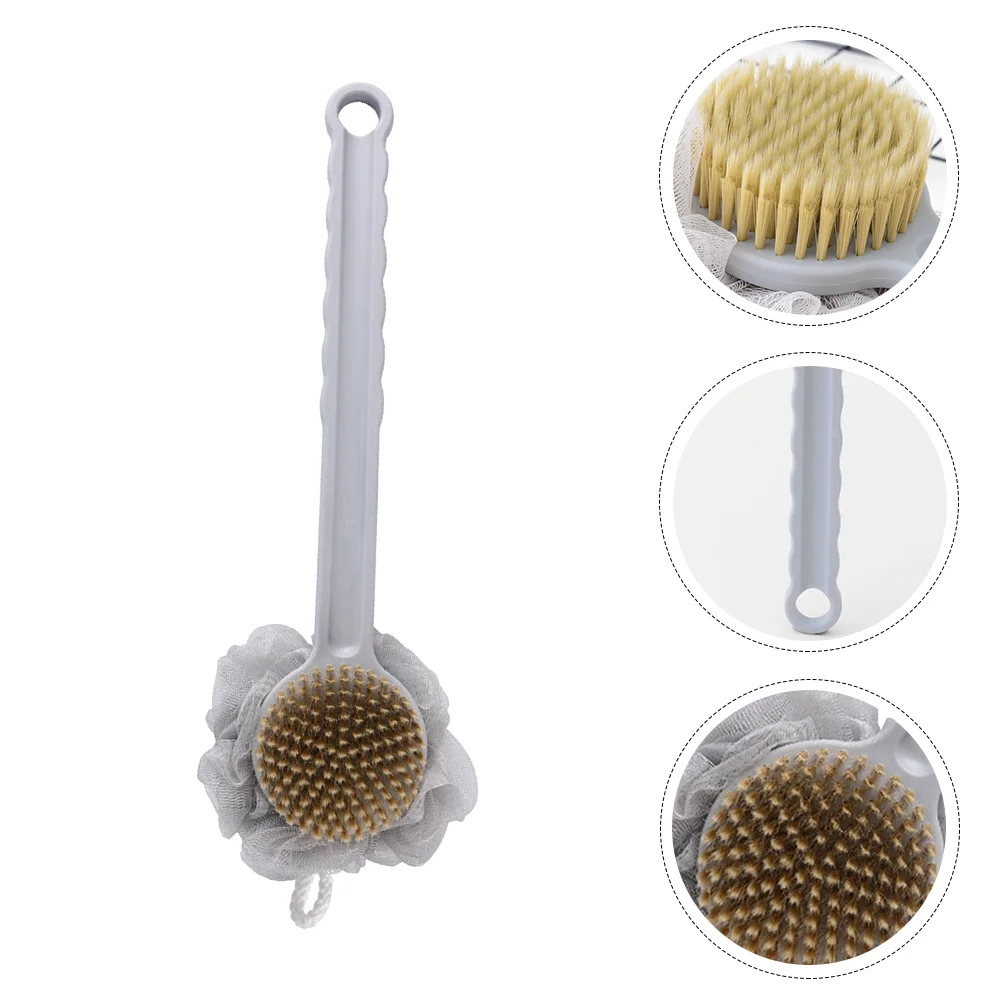 

1pc Double Side Shower Brush Bath Brush Back Scrubber with Bristles and Loofah