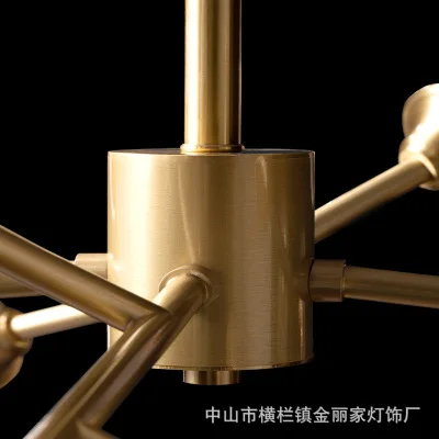 

Post-modern creative personality Hong Kong style crystal lamp simple all-copper art lamps American living room luxury chandelier