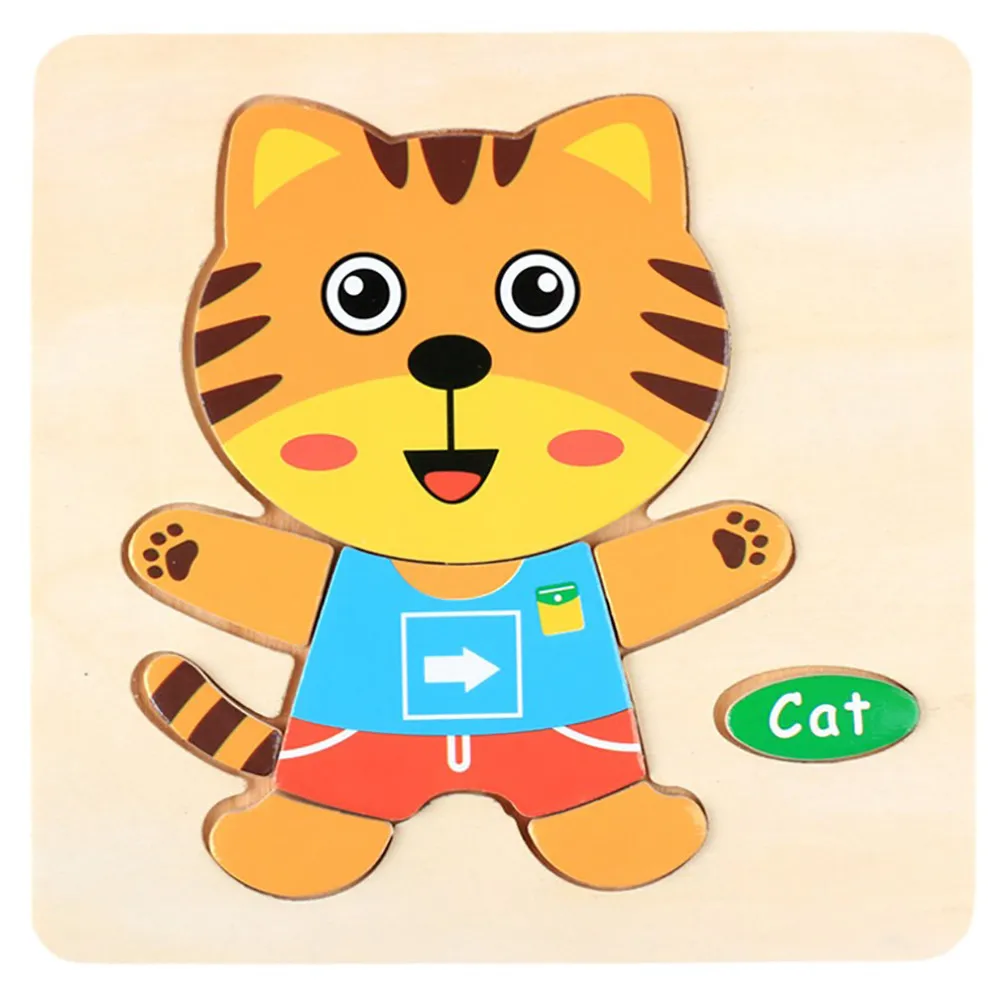 Милая детская деревянная головоломка с животными Развивающие игрушки для детей