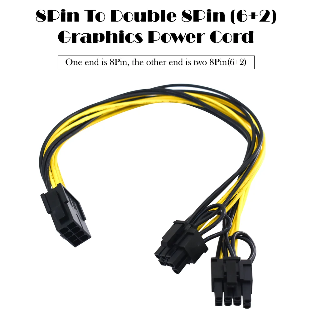 

20cm 8 Pin Pci Express To Dual Pcie 6+2 Pin Power Cable Motherboard Graphics Card Pci-E Riser Gpu Power Data Cable Graphics Cord