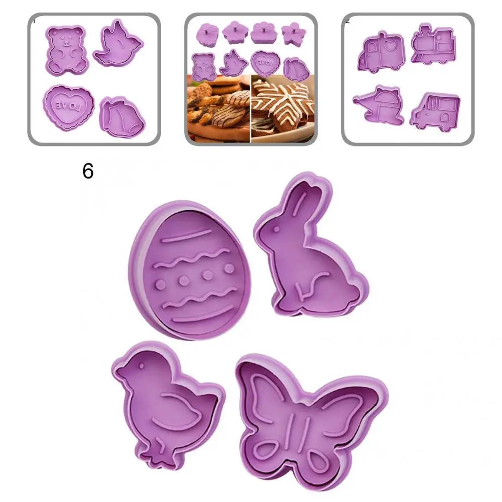 

Useful Biscuit Mould Non-Deform Scentless 3D Fondant Stamper Cookie Cutter Cookies Mold 4Pcs/Set