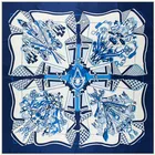 Роскошный брендовый шелковый шарф, женский квадратный шарф, шейный платок с принтом в виде Европейской цепочки, качественные Большие шали, шарфы, модные шелковые шарфы 130 см