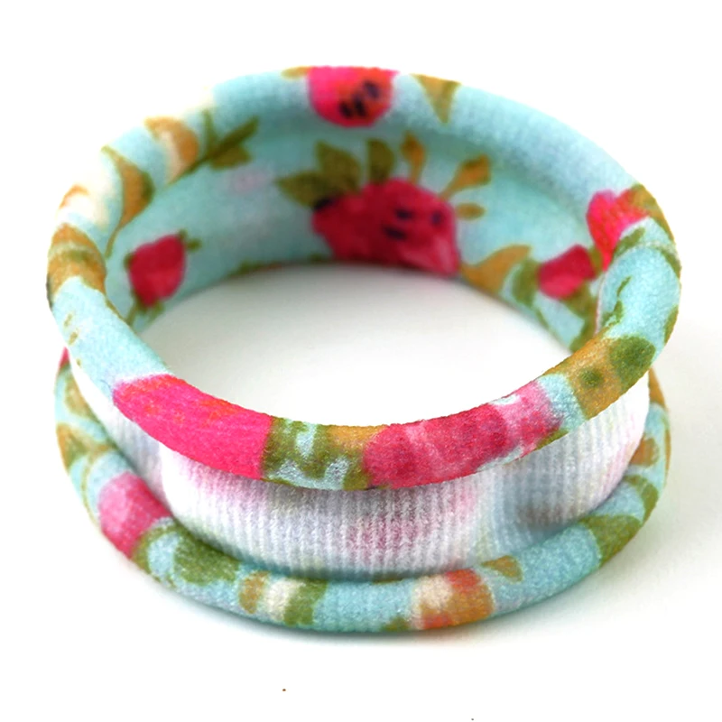 

6 Pcs/Lot Women Girls Wide Cloth Elastic Hair Band Flower Striped Dot Leopard Print Ponytail Holder Rubber Hairband Accessories