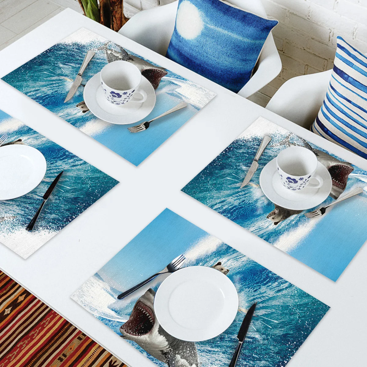 4 6 штук в партии комплект Коврики на стол со смешным медведем Акула машина