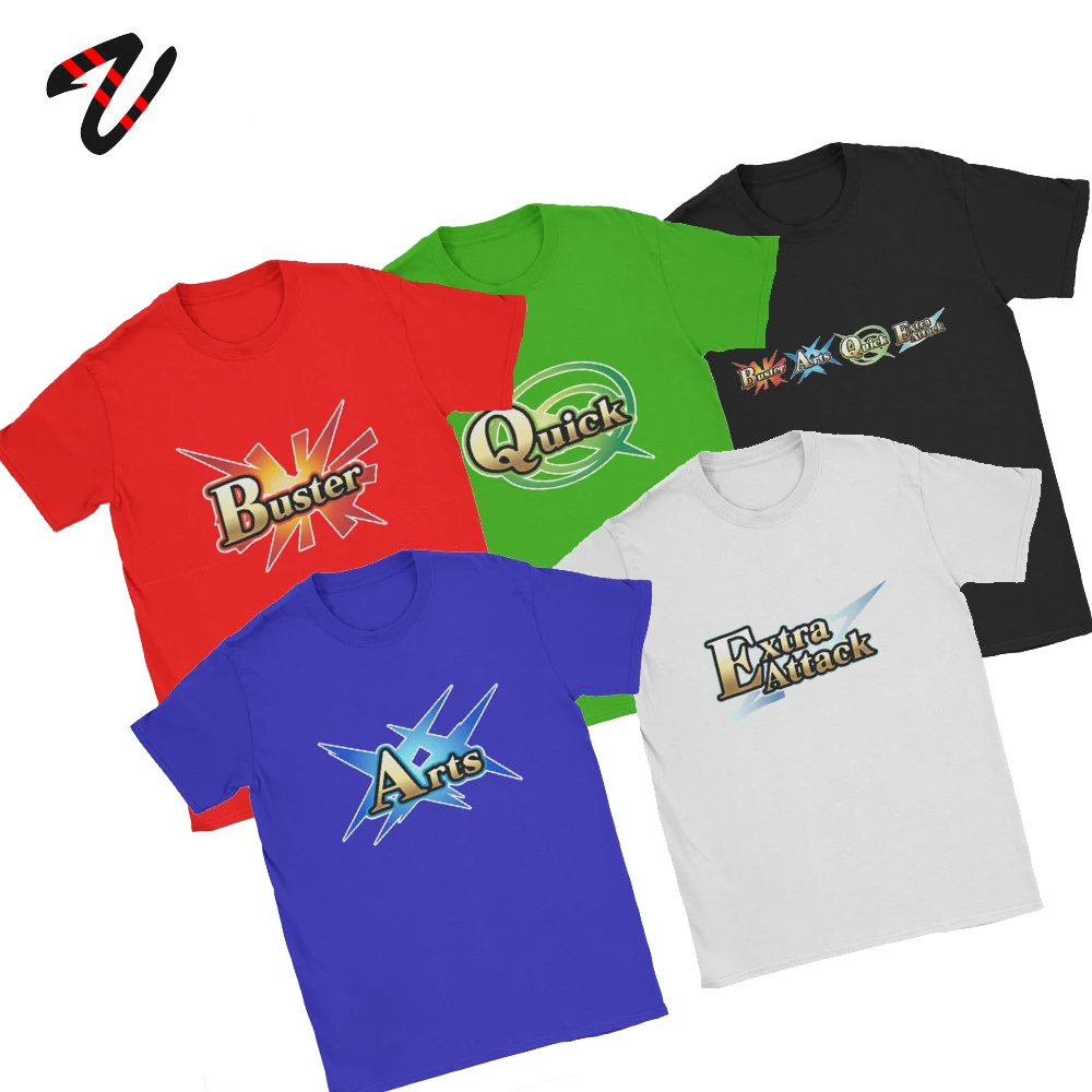 Men's T-Shirt Anime Tshirt Fate Grand Order T Shirt Saber Quick Star Buster FGO Tee Shirt Arts Extra Attack Retro Cotton Clothes