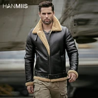 hanmiis bomber b3 fur jacket sheepskin leather jacket mens leather furbomber jacketmen clothingmotorcycle jacketwinter m