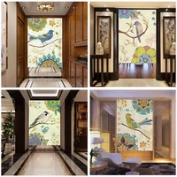retro fabric bedroom door curtain kitchen partition curtain half panel curtain without punching home decoration
