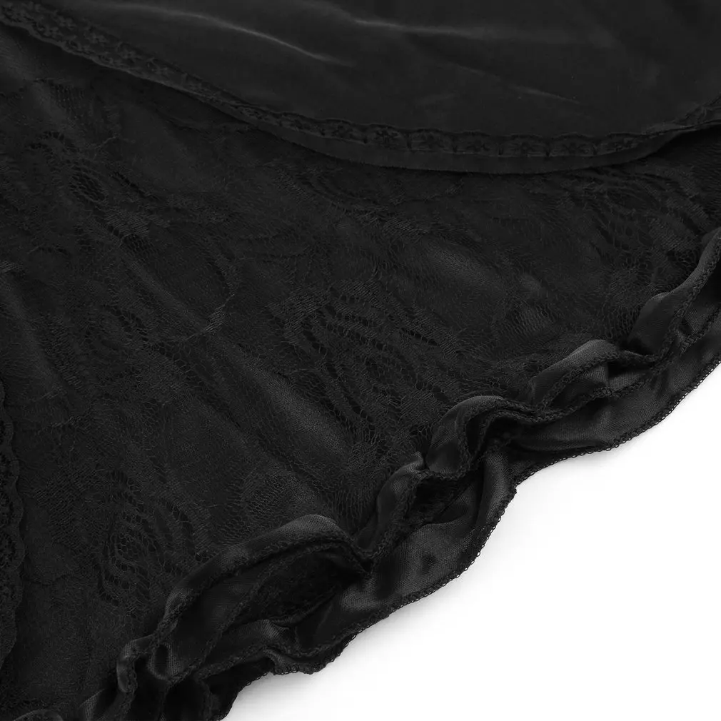 Черная кружевная эротическая комбинация сексуальная ночная рубашка женское