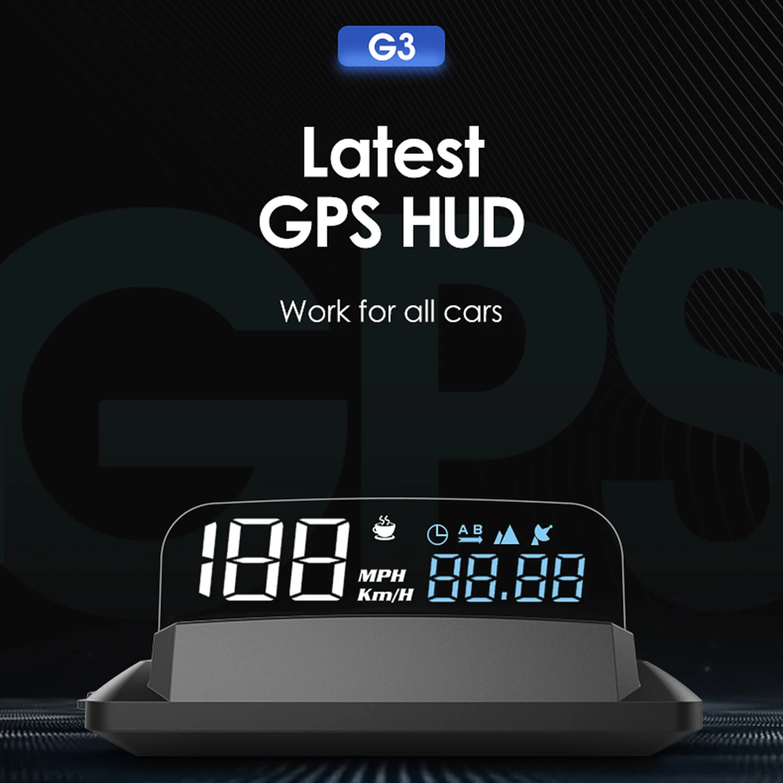 

Car V60 Head Up Display Auto Display OBD2+GPS Smart Car HUD Gauge Digital Odometer Security Alarm Water&Oil Temp RPM