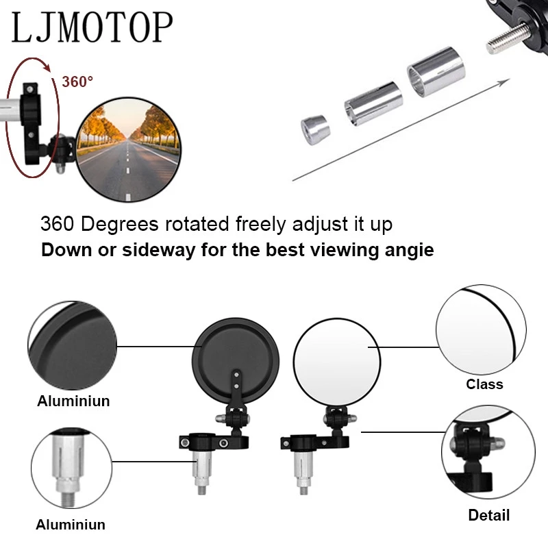 Универсальные мотоциклетные зеркала 3-дюймовое круглое складное боковое зеркало