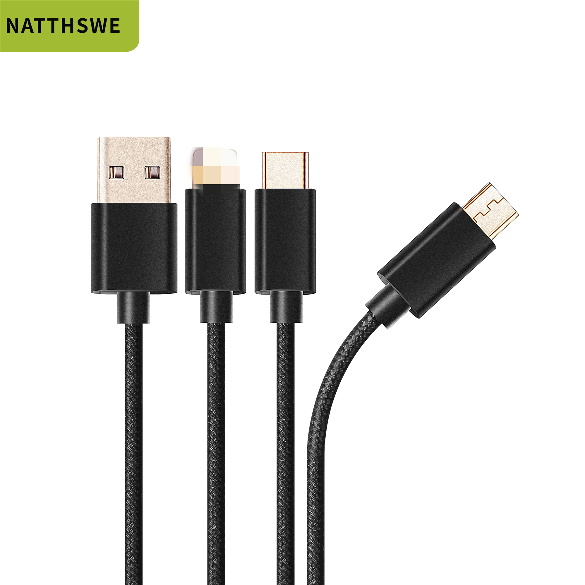 NATTHSWE 3 в 1 USB кабель для мобильного телефона Micro usb type C зарядного устройства iPhone